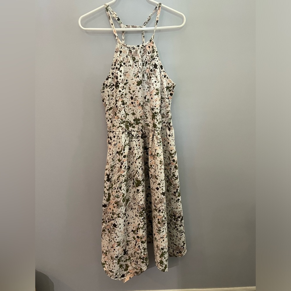 Treasure & Bond Paint Splatter Halter Shark Bite Hem Sun Dress Size Small 7/8